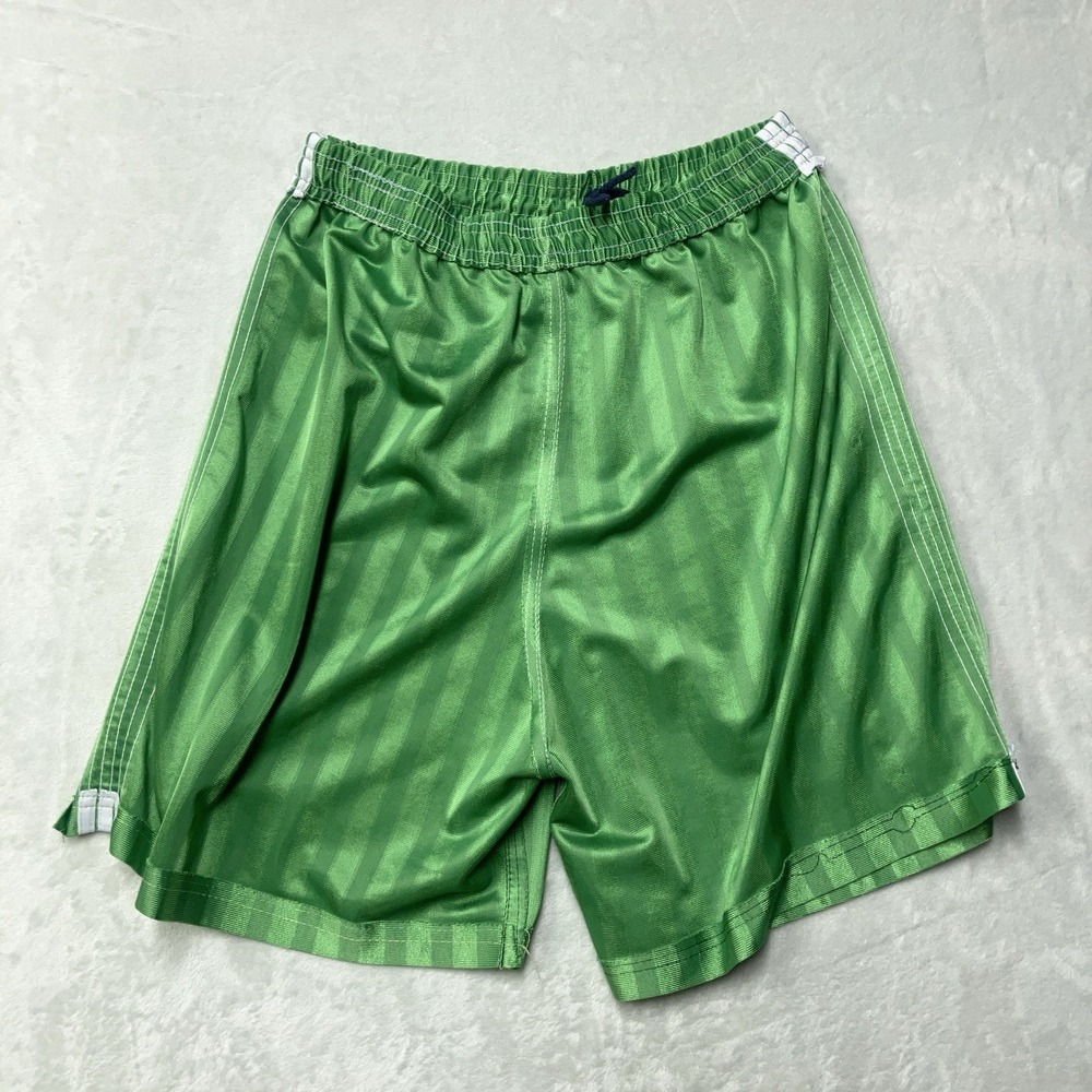 Vintage 90s Manchester United adidas Shorts 3 Stripes Shiny Silky Dazzle Green - Picture 6 of 10